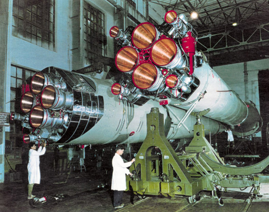 r7 rocket being built